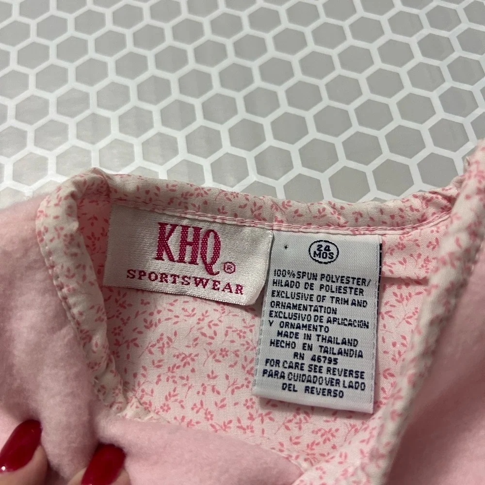 KHQ 3 Piece Pink White Vest,Top & Pants with Ruffles and A Bear Theme  Size 24 M
